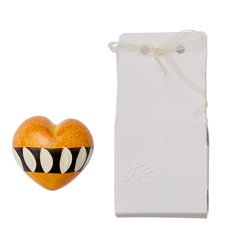 Cuore di pietra saponaria arancio e nero