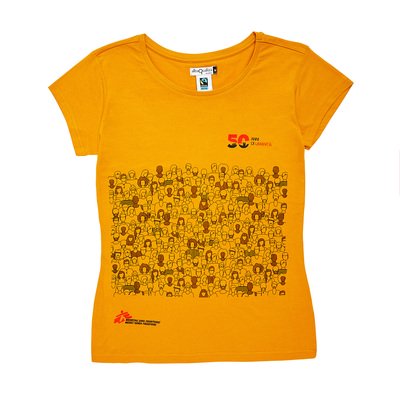 T-shirt solidale donna giallo ocra 50 anni MSF