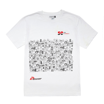 T-shirt solidale unisex bianca 50 anni MSF