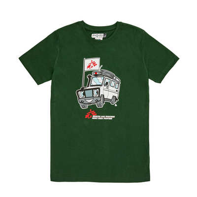 T-shirt per bimbo verde con macchinina MSF