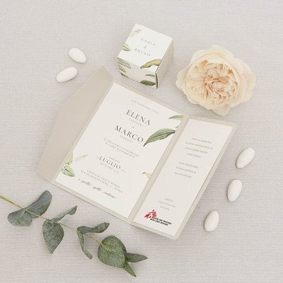 Partecipazione e bomboniera Botanica Grigio