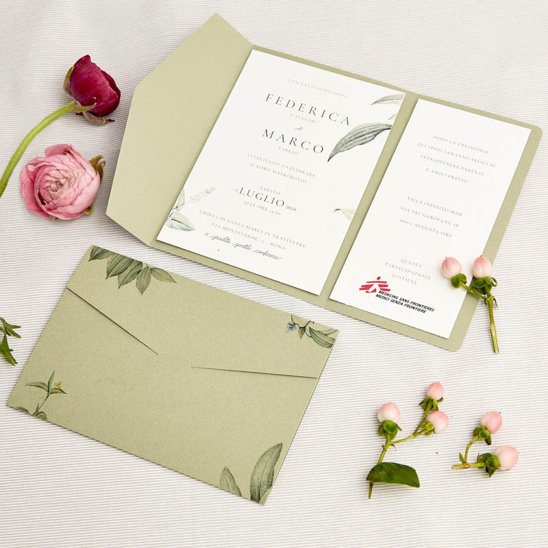 Partecipazioni matrimonio greenery - inviti nozze pocketfold con taschina verde  salvia 10 pezzi : : Prodotti Handmade