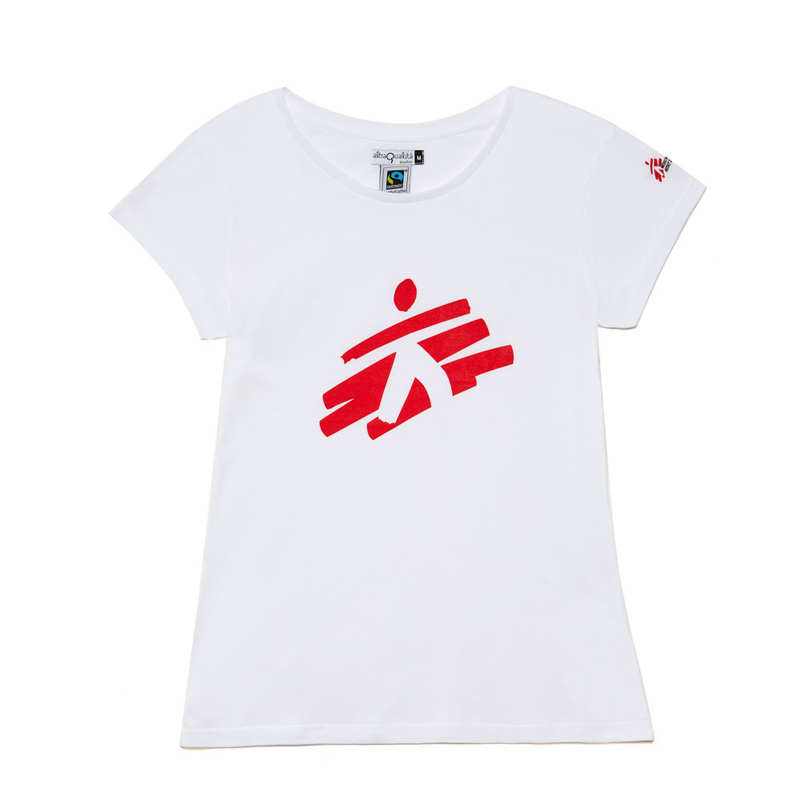 T-shirt donna bianca con omino MSF
