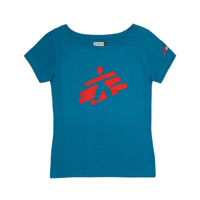 T-shirt donna turchese con omino MSF