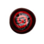 Ciotola di cocco laccata con spirale rossa