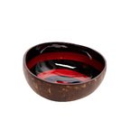 Ciotola di cocco laccata con spirale rossa