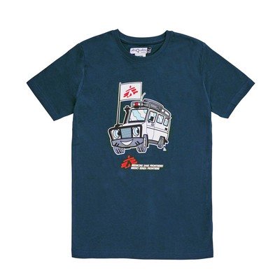 T-shirt per bimbo blu con macchinina MSF