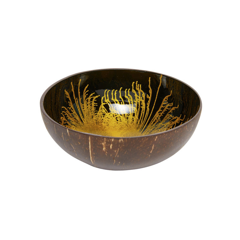 Ciotola di cocco laccata nera e oro