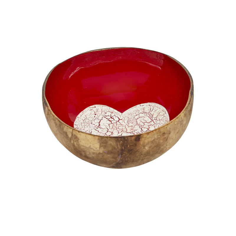 Ciotola di cocco laccata rossa Cuore