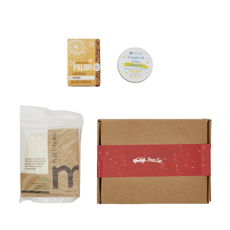 Kit regalo con crema corpo, sapone e spugna