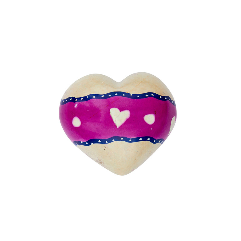 Cuore di pietra saponaria bianco e fucsia