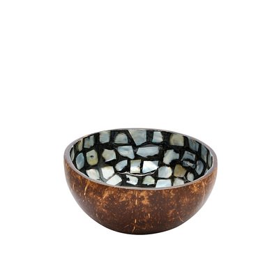Ciotola di cocco laccata nera e madreperla