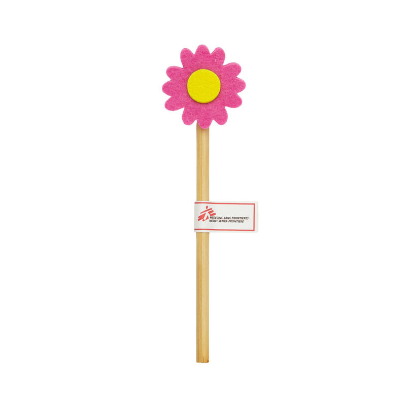 Matita in carta riciclata arcobaleno con fiore violetto