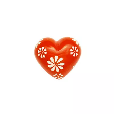 Cuore di pietra saponaria arancio con fiori