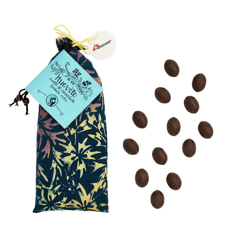 Pochette in cotone con cioccolatini fondente extra