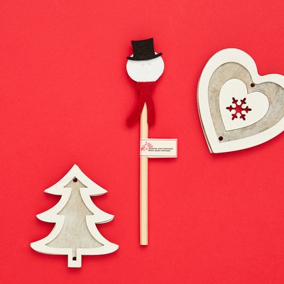 Matita in carta riciclata pupazzo di neve in feltro