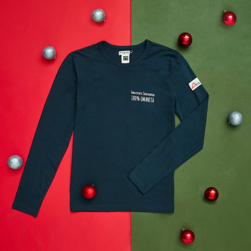 T-shirt unisex blu baltico manica lunga Senza Etichette