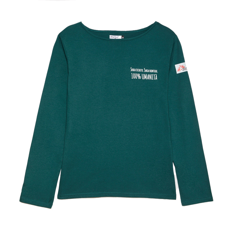 T-shirt donna verde bottiglia manica lunga Senza Etichette