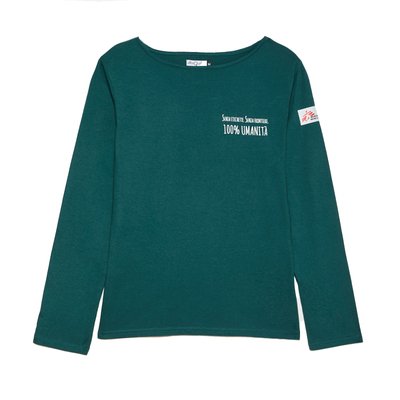 T-shirt donna verde bottiglia manica lunga Senza Etichette