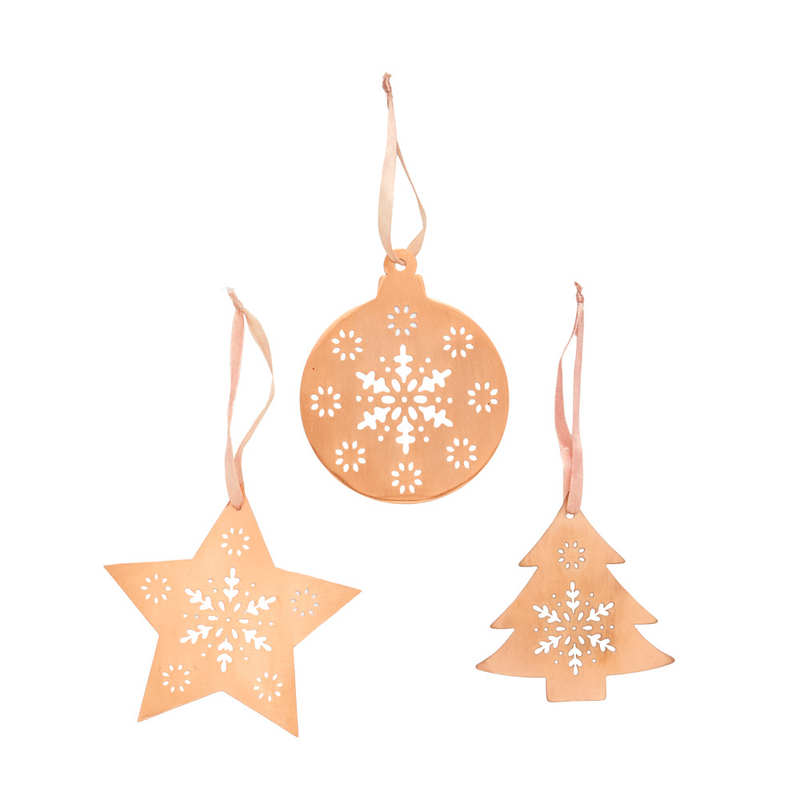 Set di decorazioni natalizie in metallo rosa