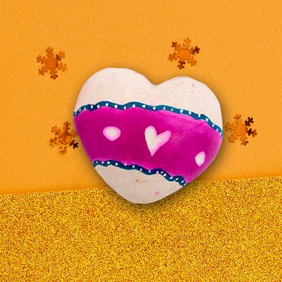 Cuore di pietra saponaria bianco e fucsia