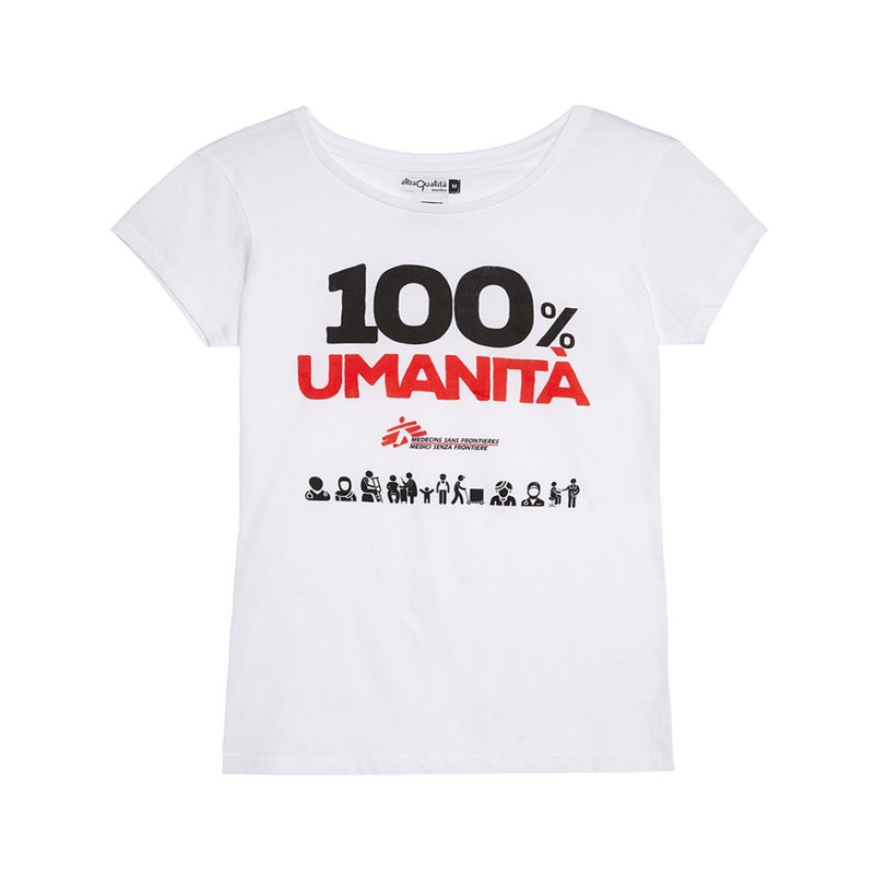 T-shirt donna bianca 100% Umanità