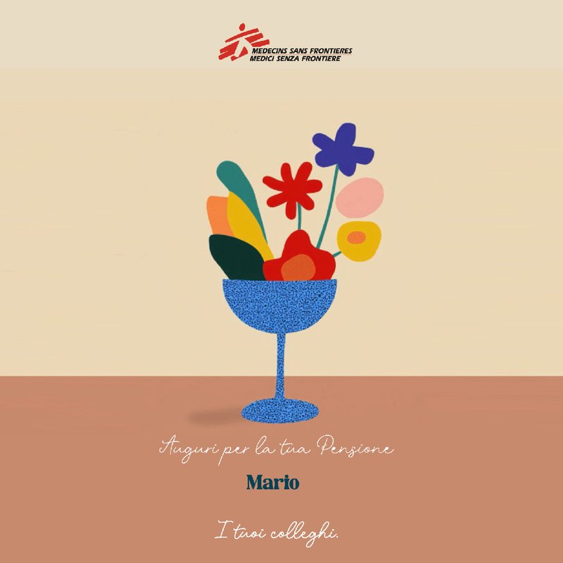 Biglietto virtuale solidale pesionamento - Fiori e brindisi