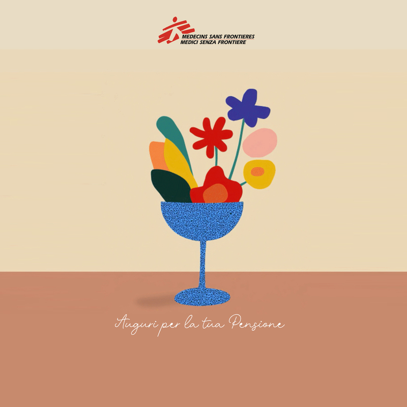 Biglietto virtuale solidale pesionamento - Fiori e brindisi