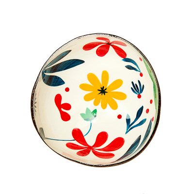 Ciotola di cocco laccata fiori primavera