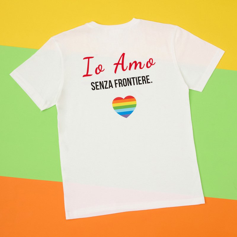 T-shirt unisex bianca Io Amo senza frontiere
