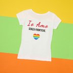 T-shirt donna bianca Io Amo senza frontiere