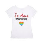 T-shirt donna bianca Io Amo senza frontiere