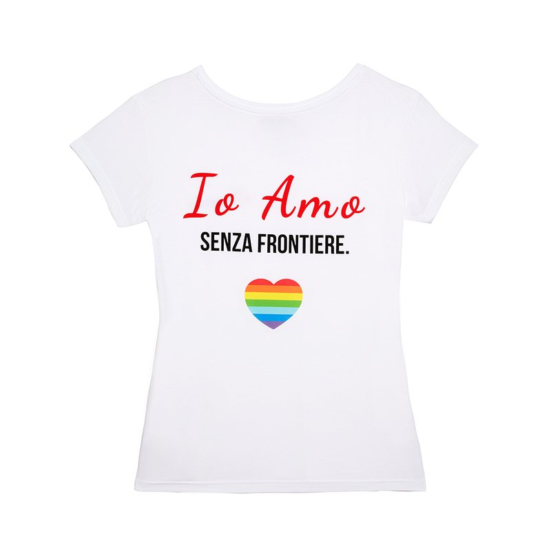 T-shirt donna bianca Io Amo senza frontiere