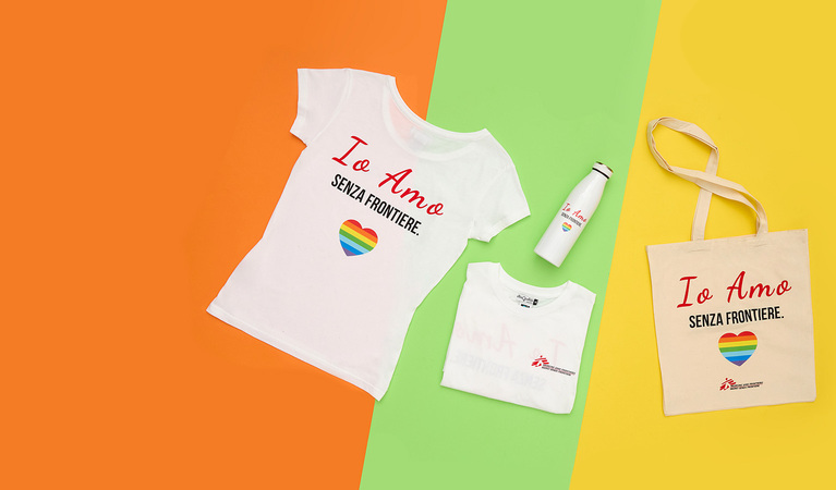 Collezione t-shirt solidali e accessori etici Io Amo Senza Frontiere