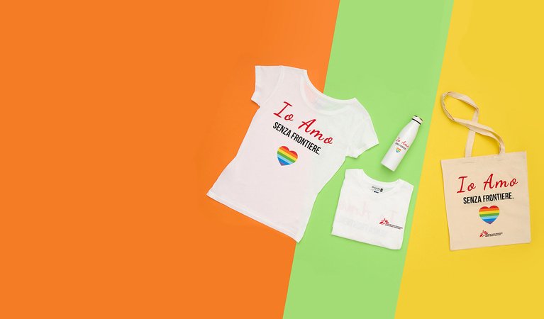 Collezione t-shirt solidali e accessori etici Io Amo Senza Frontiere