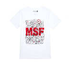 T-shirt bimbo bianca con fumetto MSF