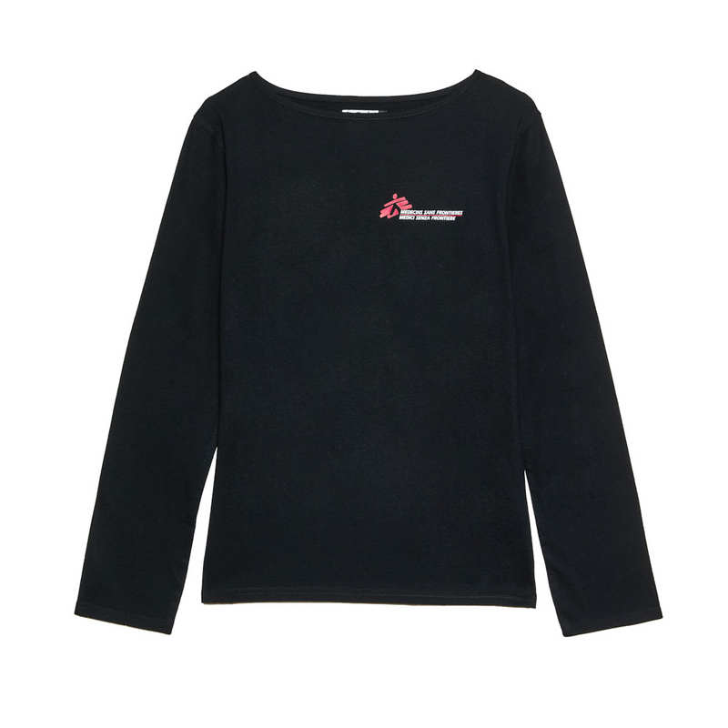 T-shirt donna nera MSF manica lunga