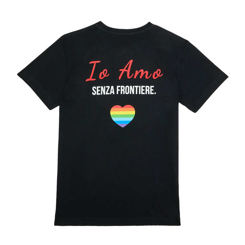 T-shirt unisex nera Io Amo senza frontiere
