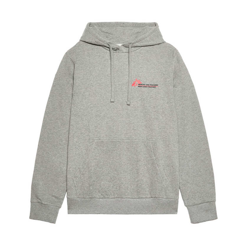 Felpa unisex grigia con cappuccio MSF