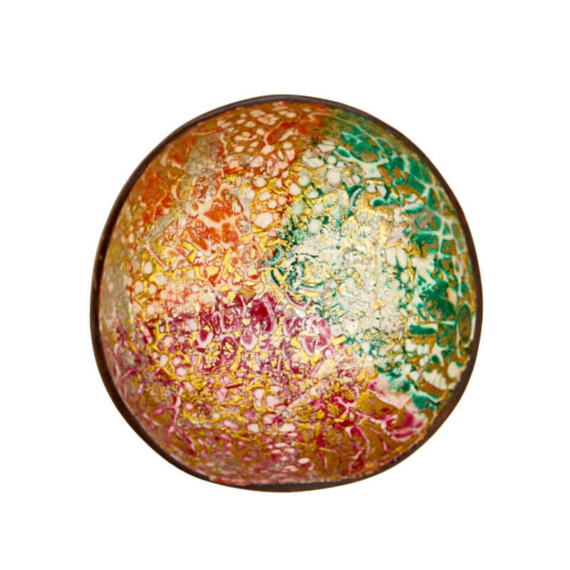 Ciotola di cocco laccata multicolor glitter
