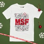 T-shirt bimbo bianca con fumetto MSF