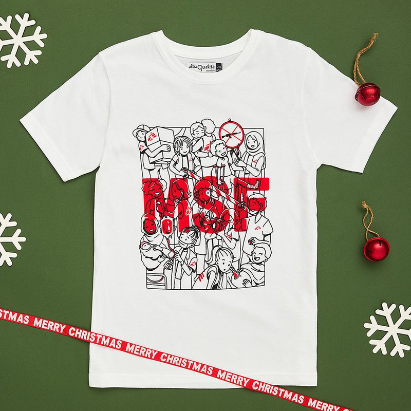 T-shirt bimbo bianca con fumetto MSF