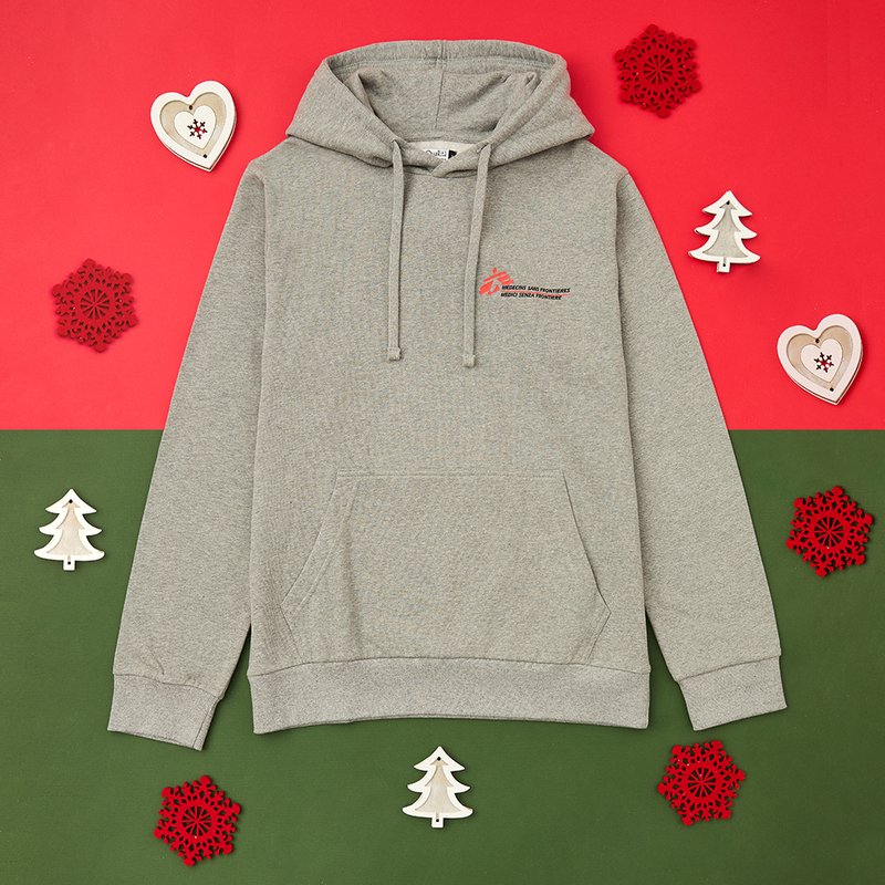 Felpa unisex grigia con cappuccio MSF