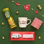 Kit solidale con tazza, tisana e scatola Biscotti Senza Frontiere classici